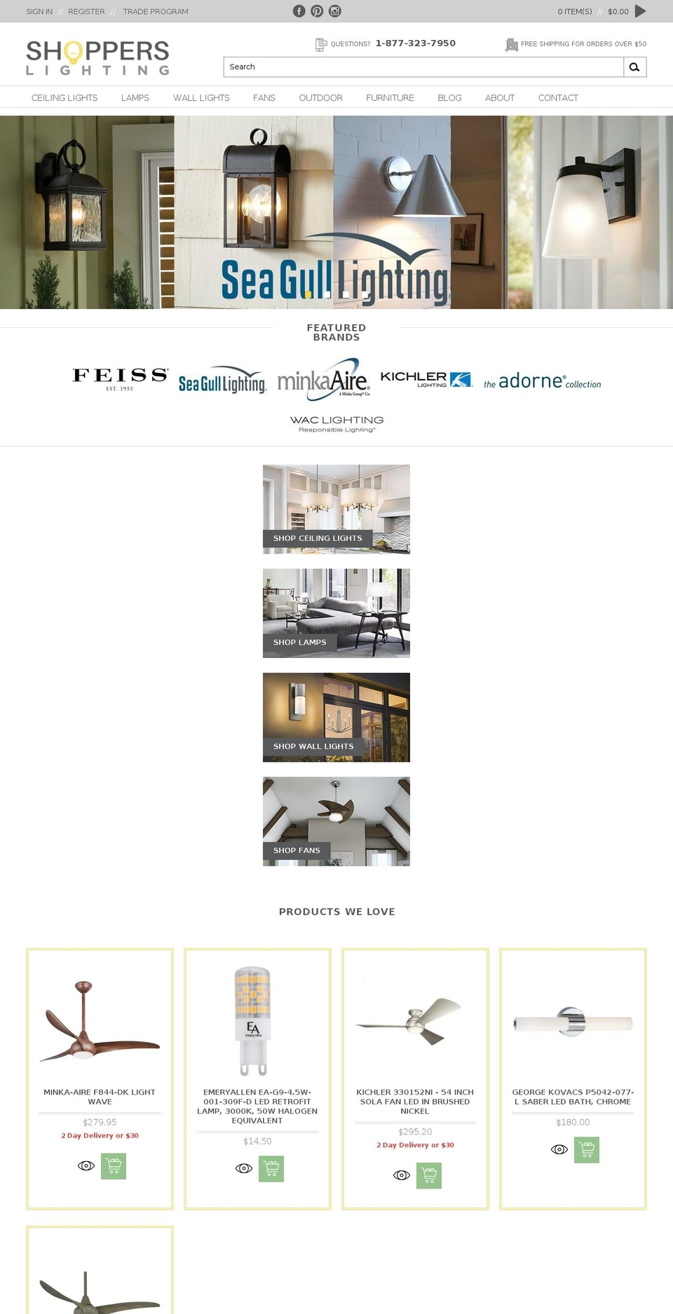 shopperslighting.com shopify website screenshot