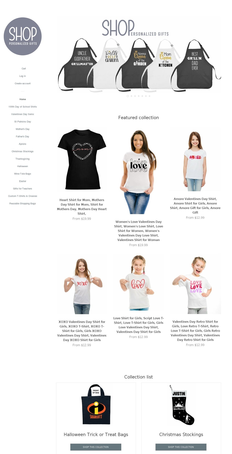 shoppersonalizedgifts.com shopify website screenshot