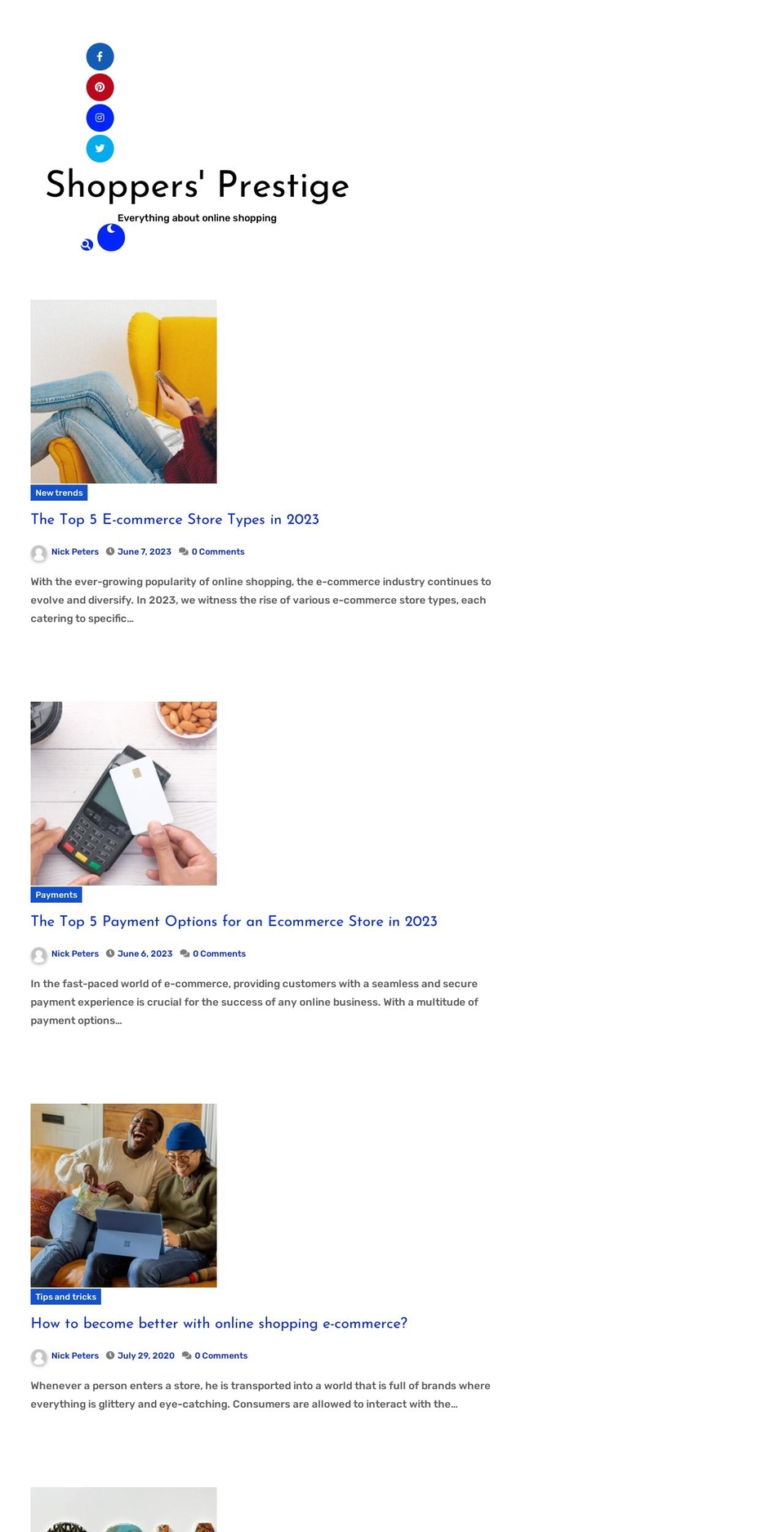shoppersprestige.com — Shopify storefront screenshot