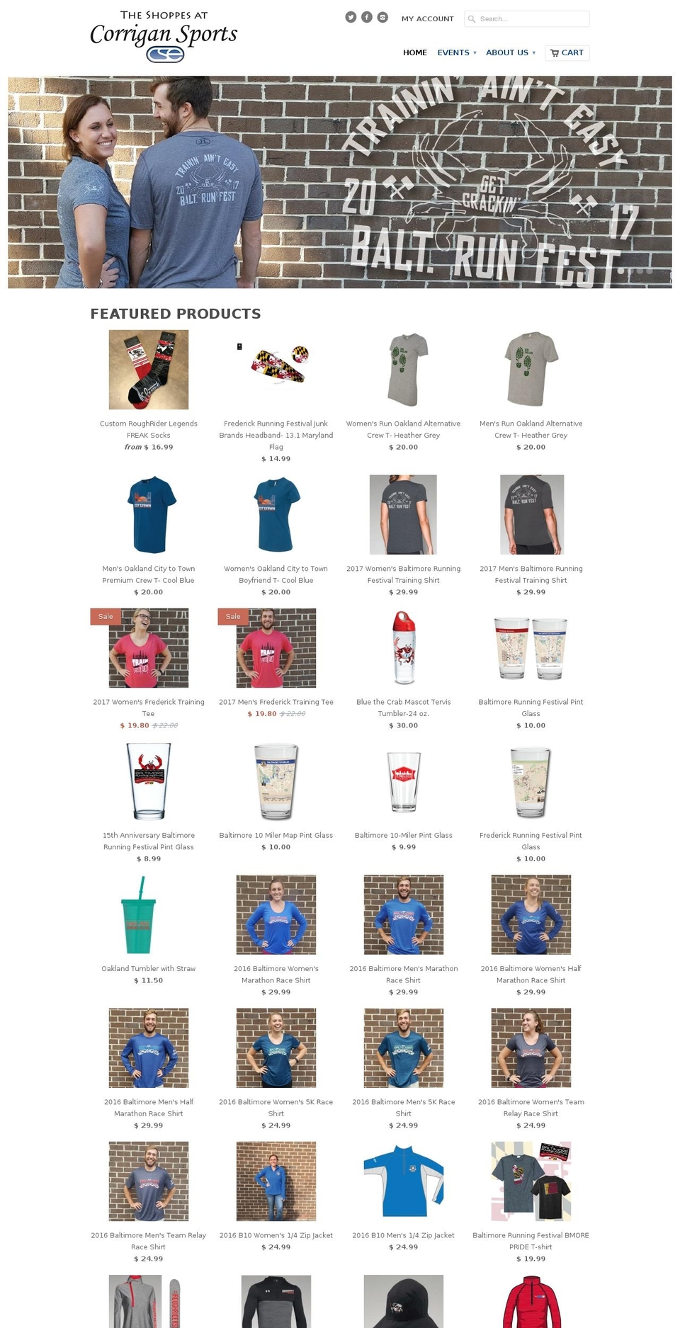 shoppesatcorrigansports.com shopify website screenshot