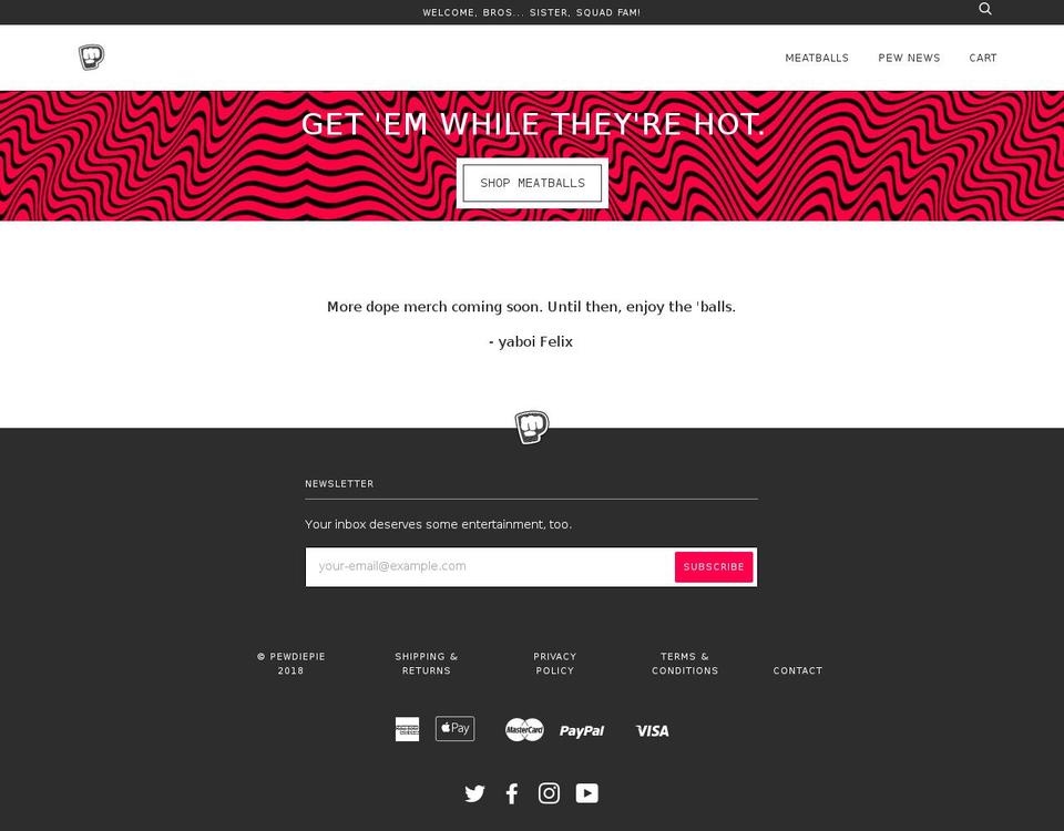 shoppewdiepie.com shopify website screenshot