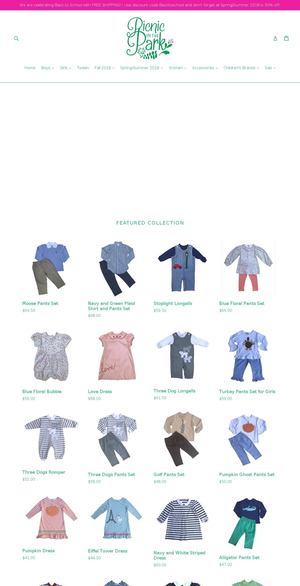 shoppicnicinthepark.com — Shopify storefront screenshot