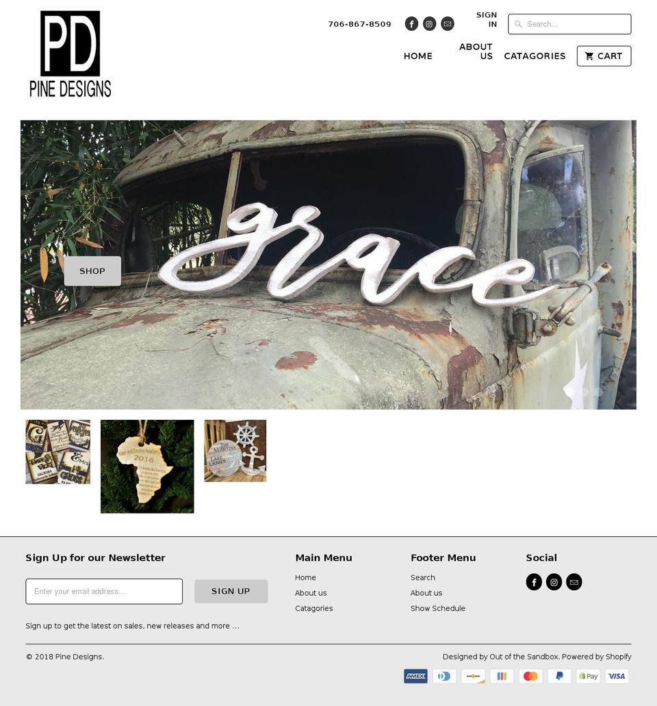 shoppinedesigns.com — Shopify storefront screenshot
