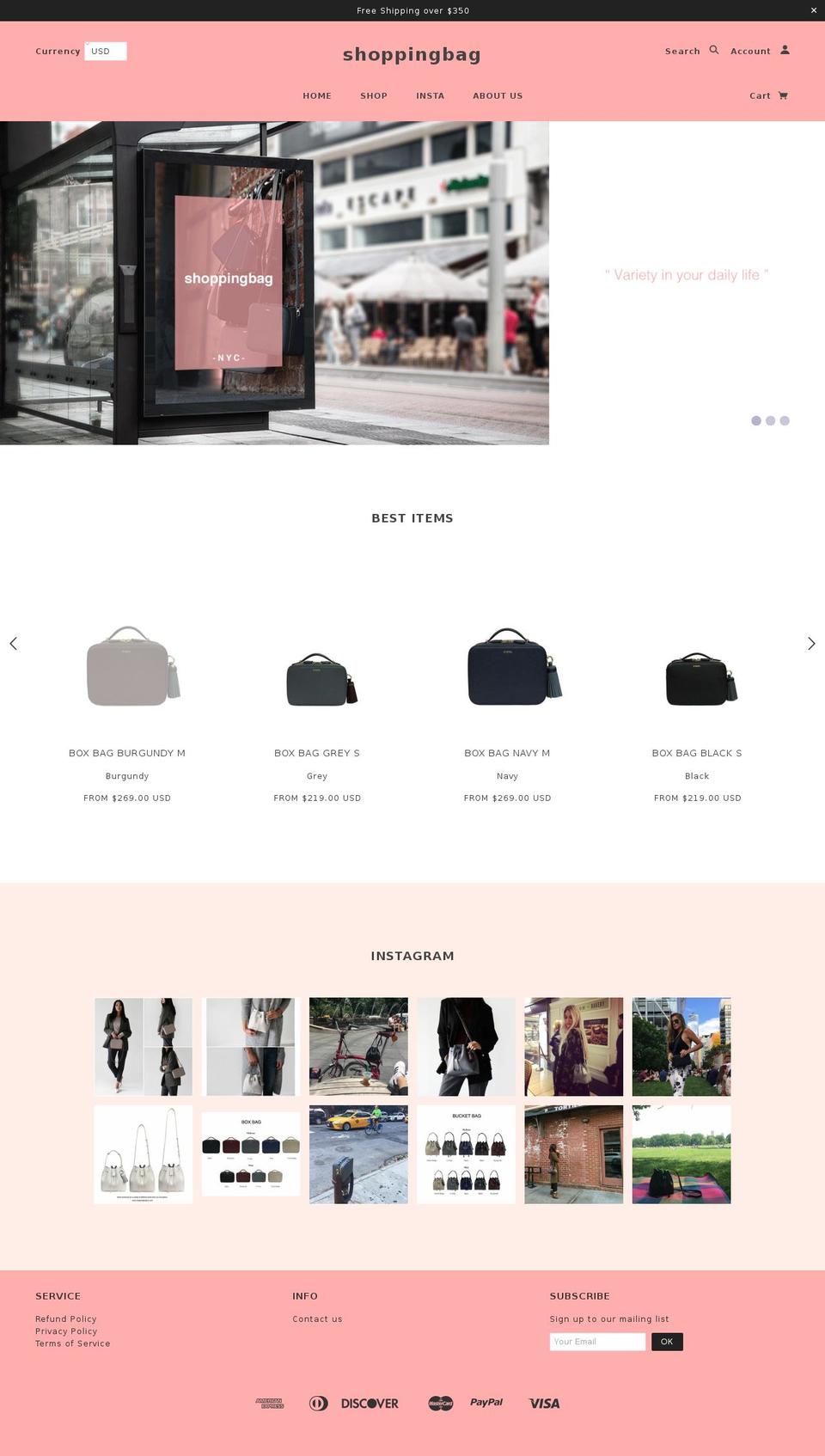 shoppingbagnyc.com — Shopify storefront screenshot