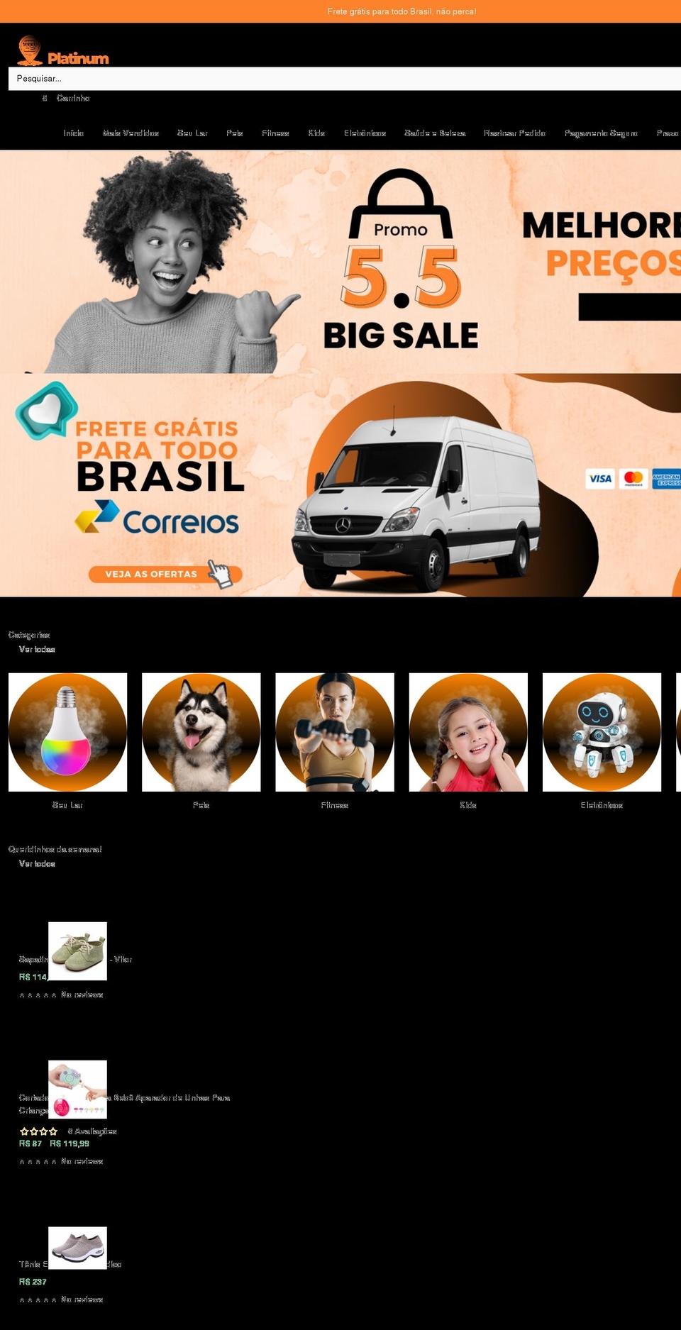 Tema ware nov com yampi Shopify theme site example shoppingplatinum.com.br