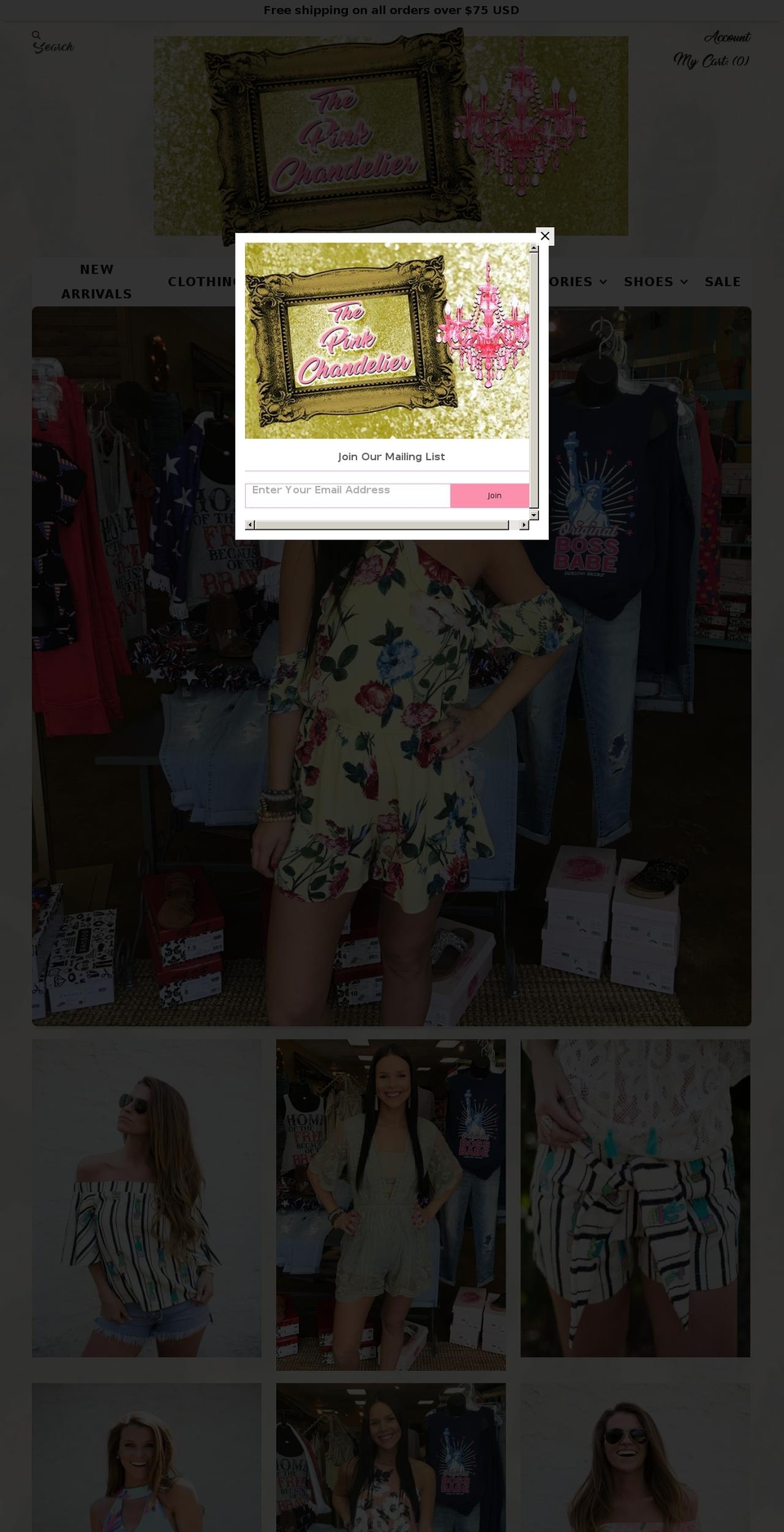 shoppinkchandelierboutique.com — Shopify storefront screenshot