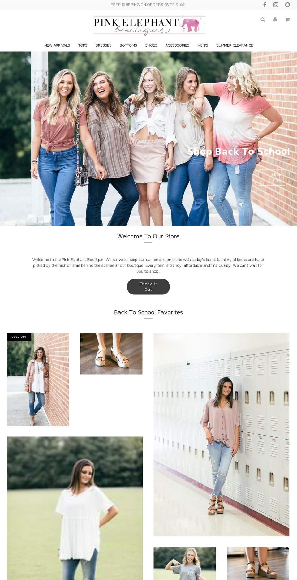 shoppinkelephantbtq.com — Shopify storefront screenshot
