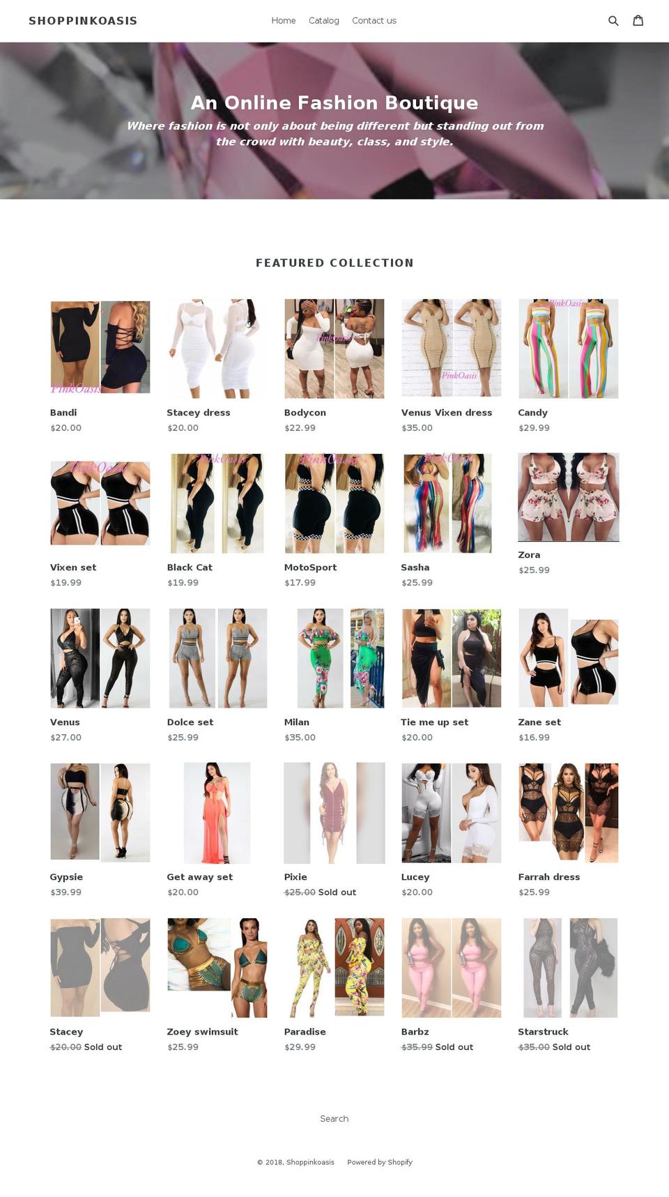 shoppinkoasis.com — Shopify storefront screenshot