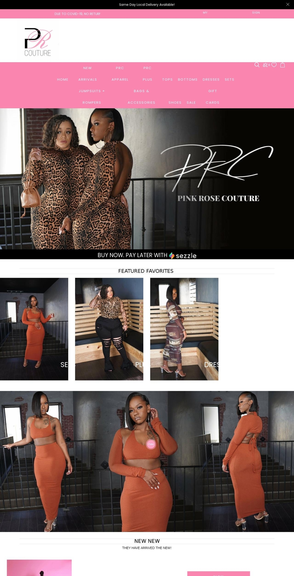 shoppinkrosecouture.com shopify website screenshot