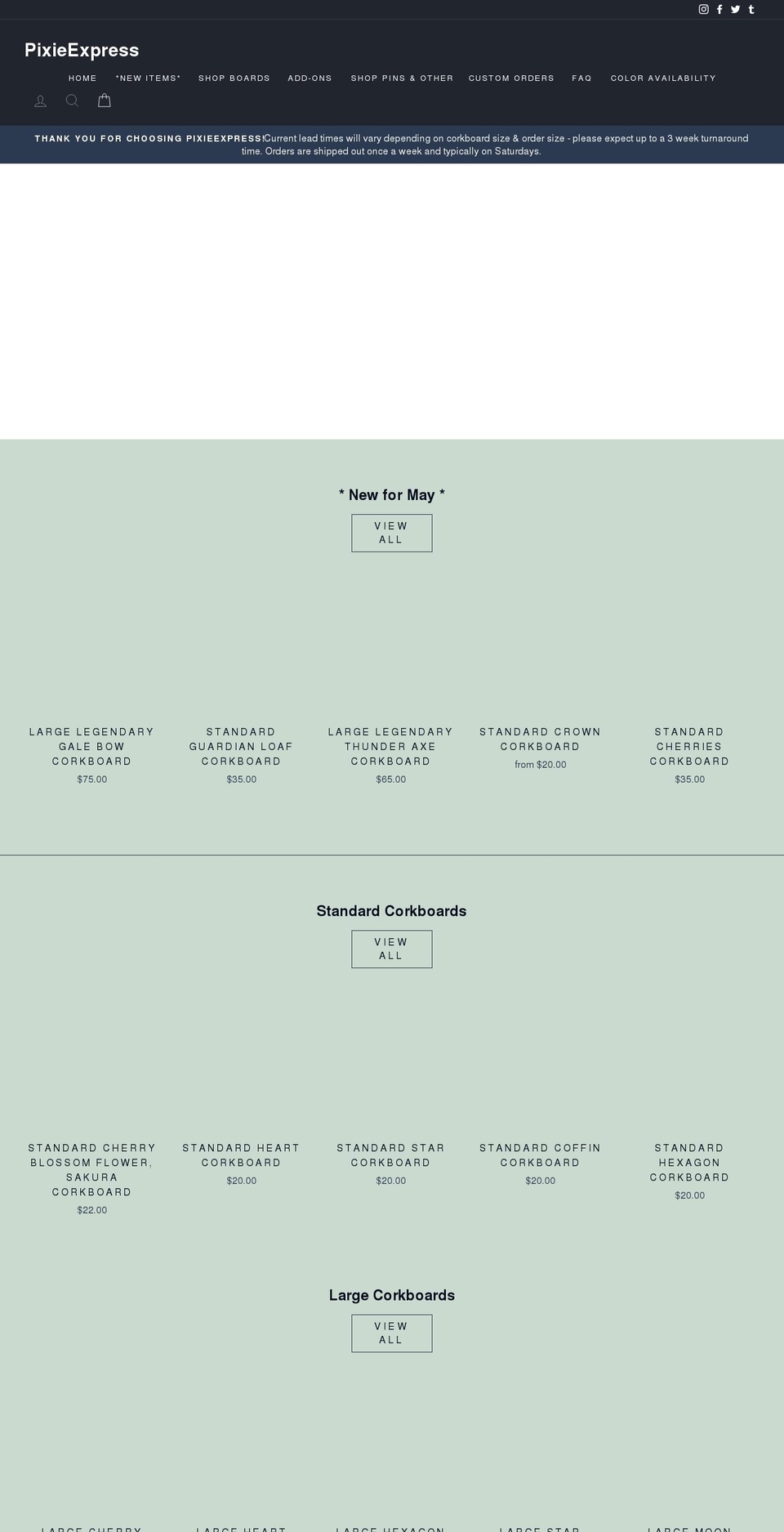 shoppixieexpress.com shopify website screenshot