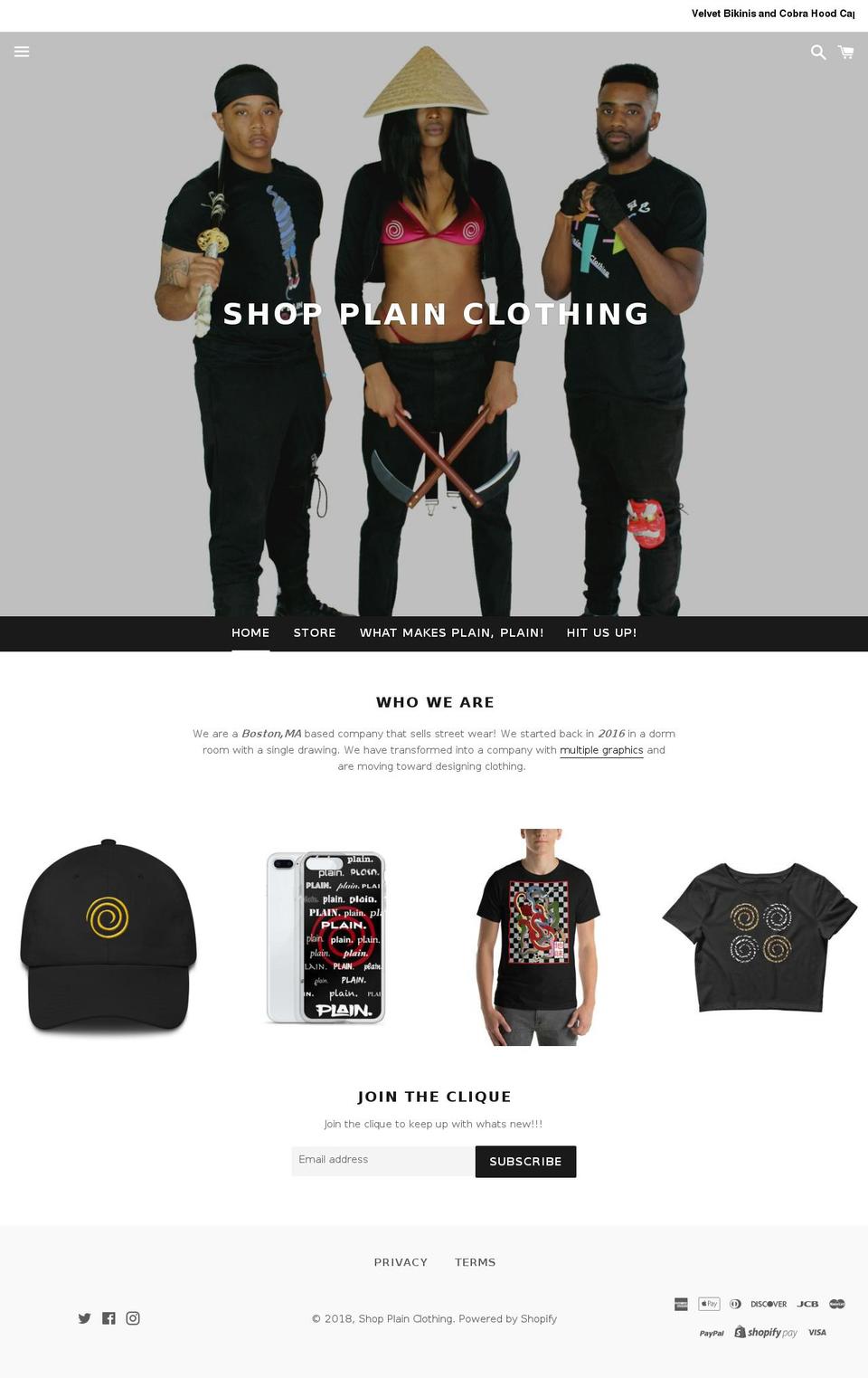 shopplainclothing.com — Shopify storefront screenshot