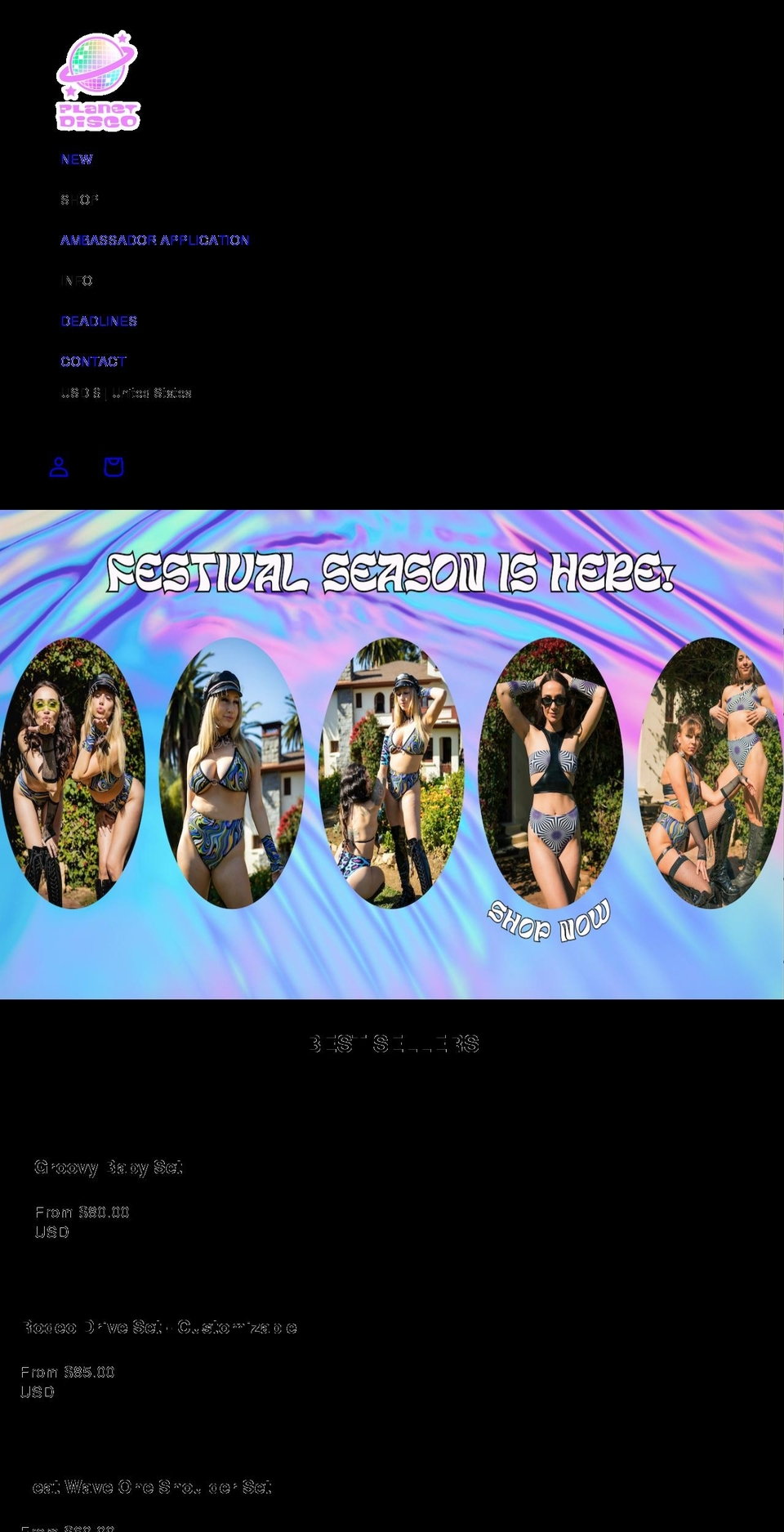 shopplanetdisco.com shopify website screenshot