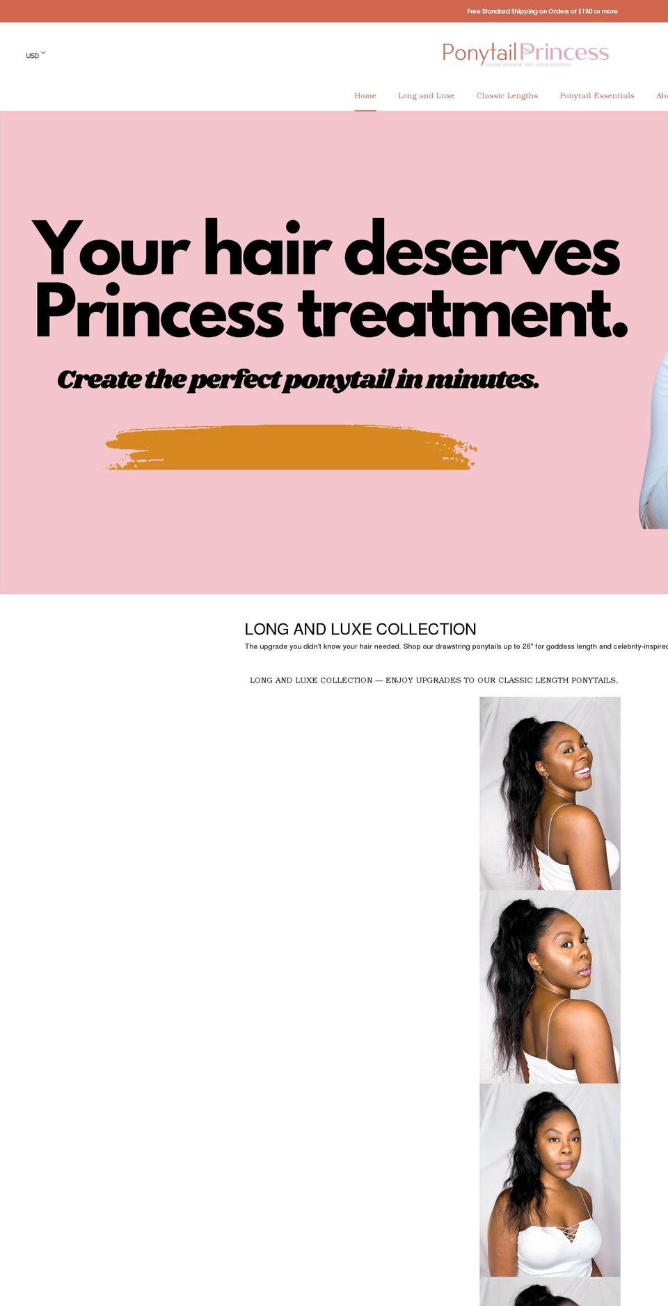 shopponytailprincess.com shopify website screenshot