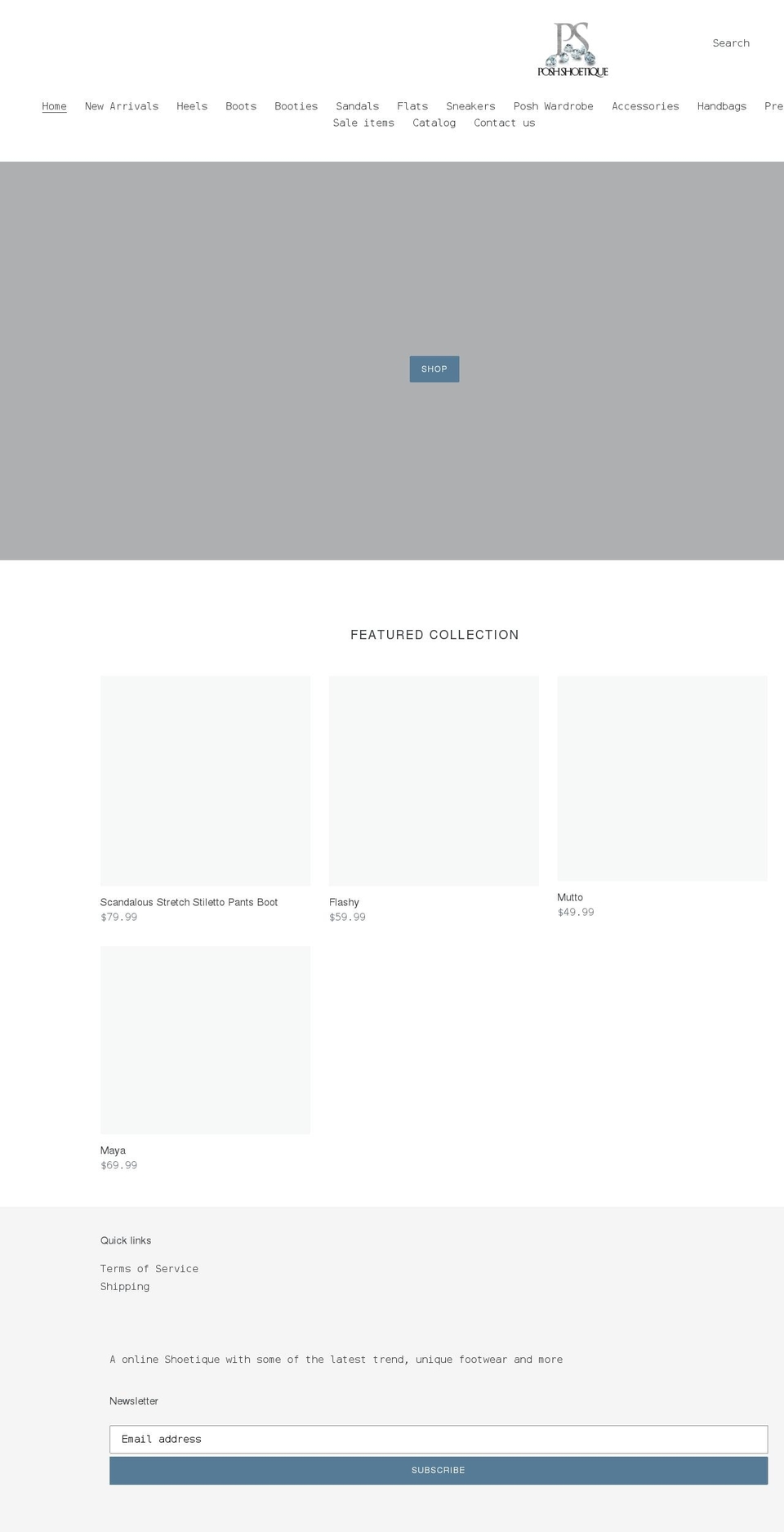 shopposhshoetique.com shopify website screenshot