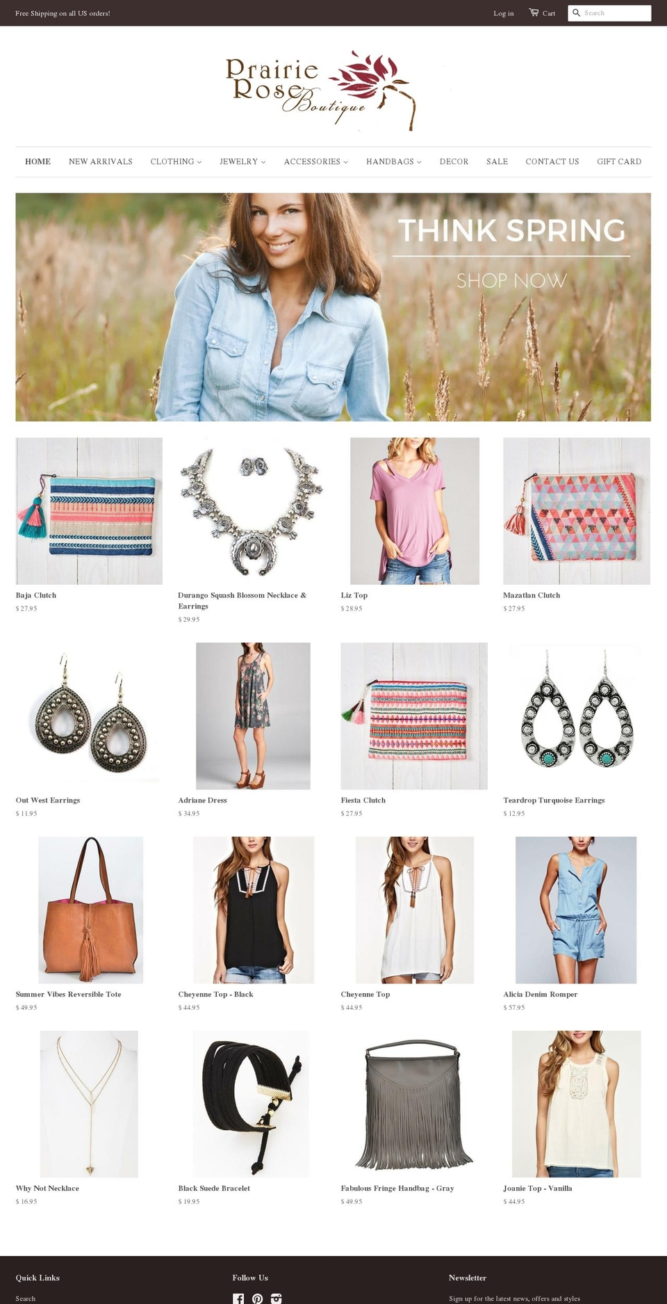 shopprairieroseboutique.com shopify website screenshot