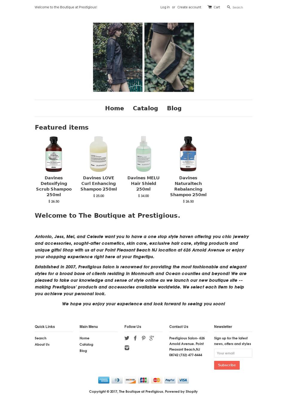 shopprestigious.com shopify website screenshot