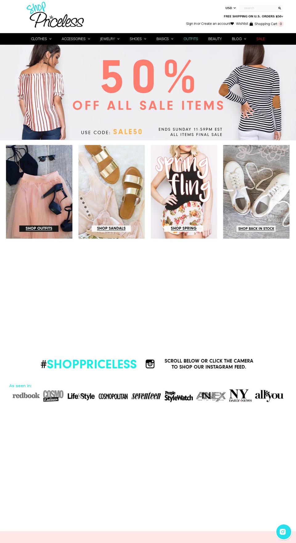 shoppriceless.com shopify website screenshot