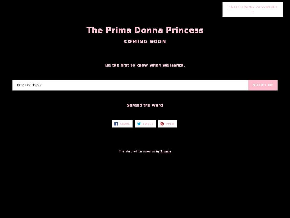 shopprimadonnaprincess.com — Shopify storefront screenshot