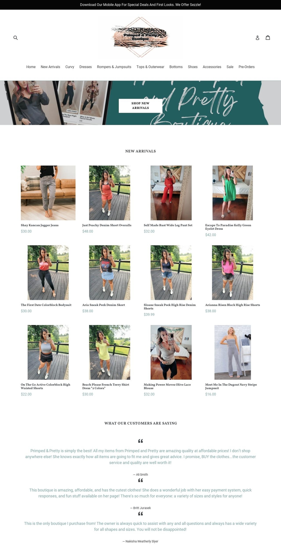shopprimpedandpretty.com shopify website screenshot