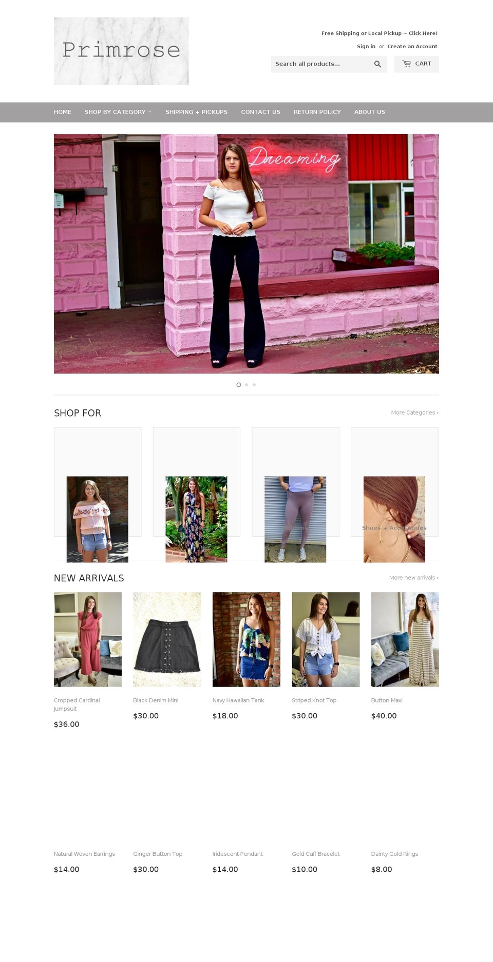 shopprimrose.com — Shopify storefront screenshot