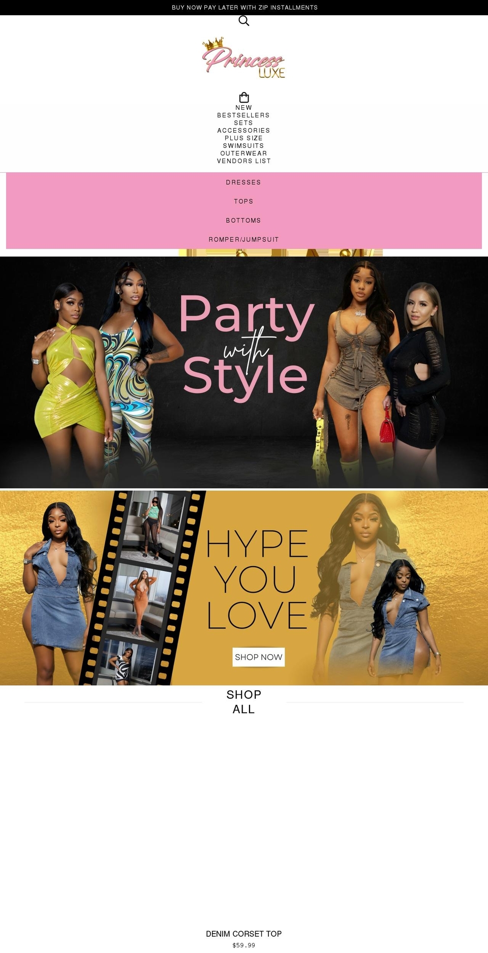 shopprincessluxe.com shopify website screenshot