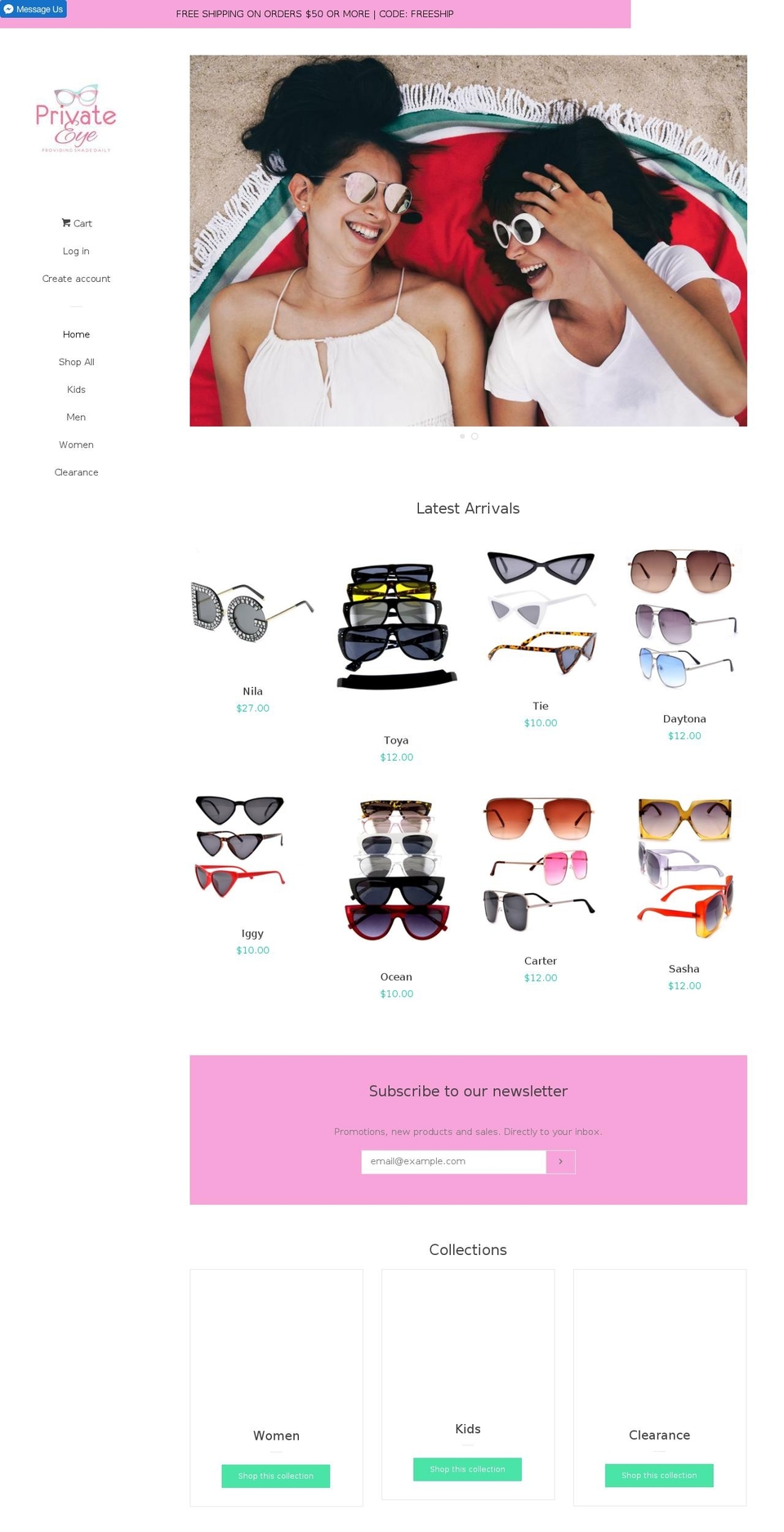 shopprivateeye.com shopify website screenshot