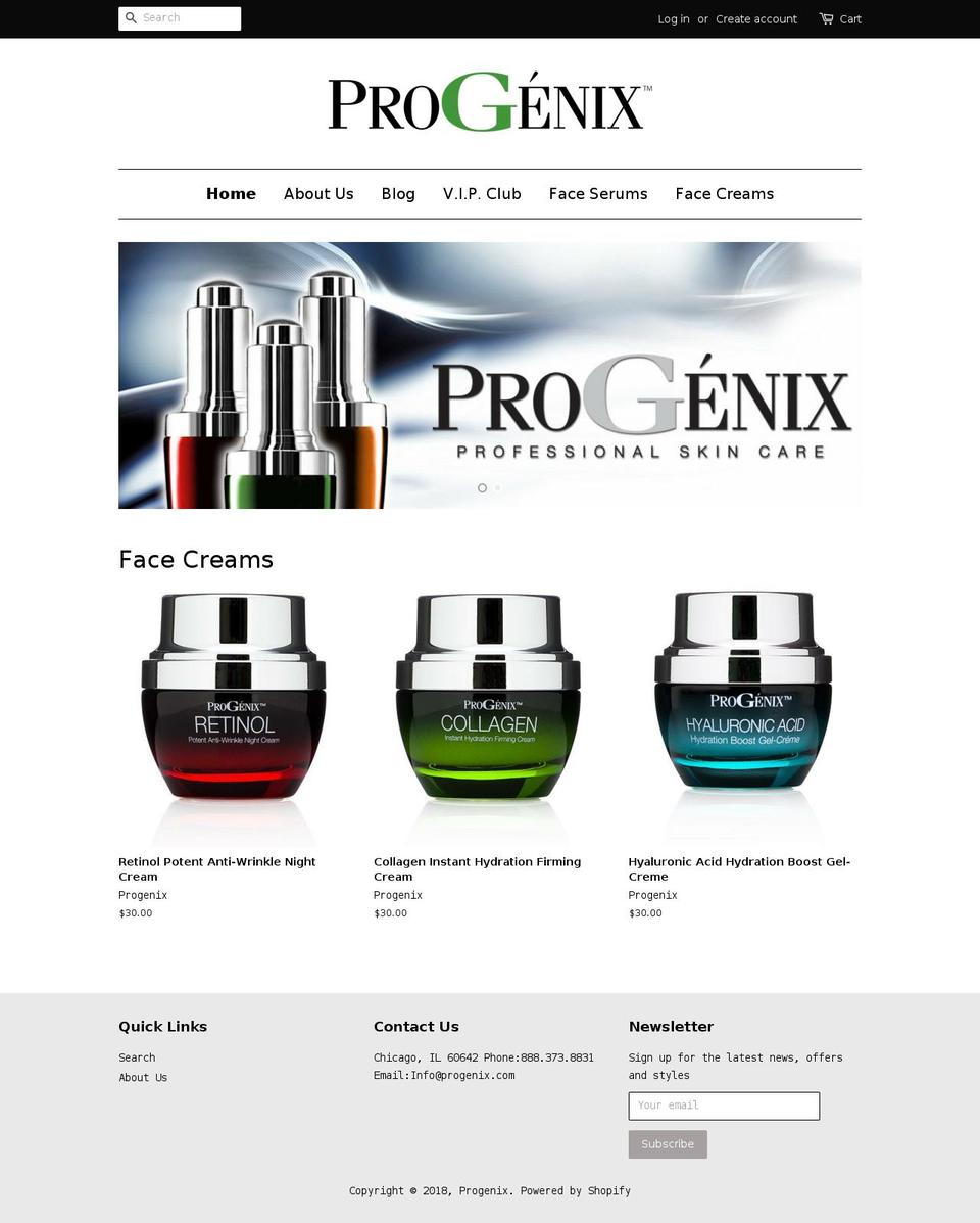 shopprogenix.com shopify website screenshot