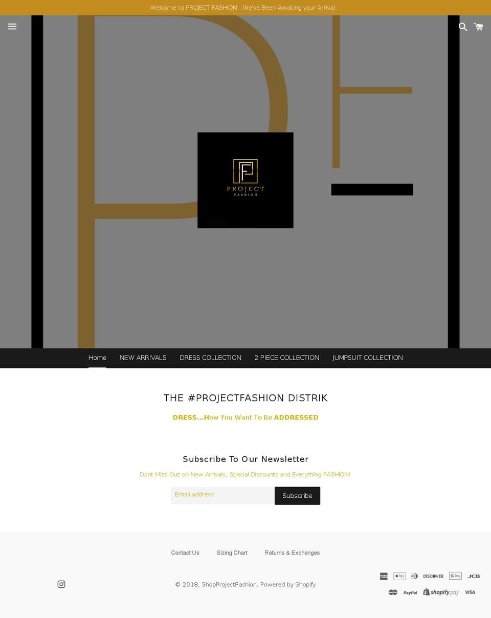 shopprojectfashion.com shopify website screenshot