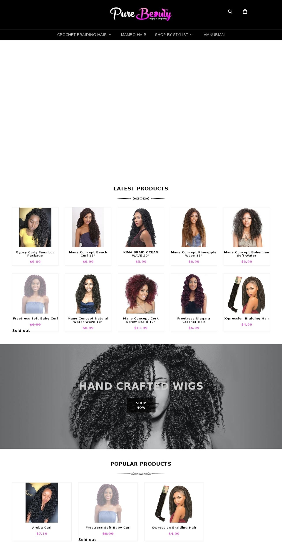 shoppurebeautysupply.com — Shopify storefront screenshot