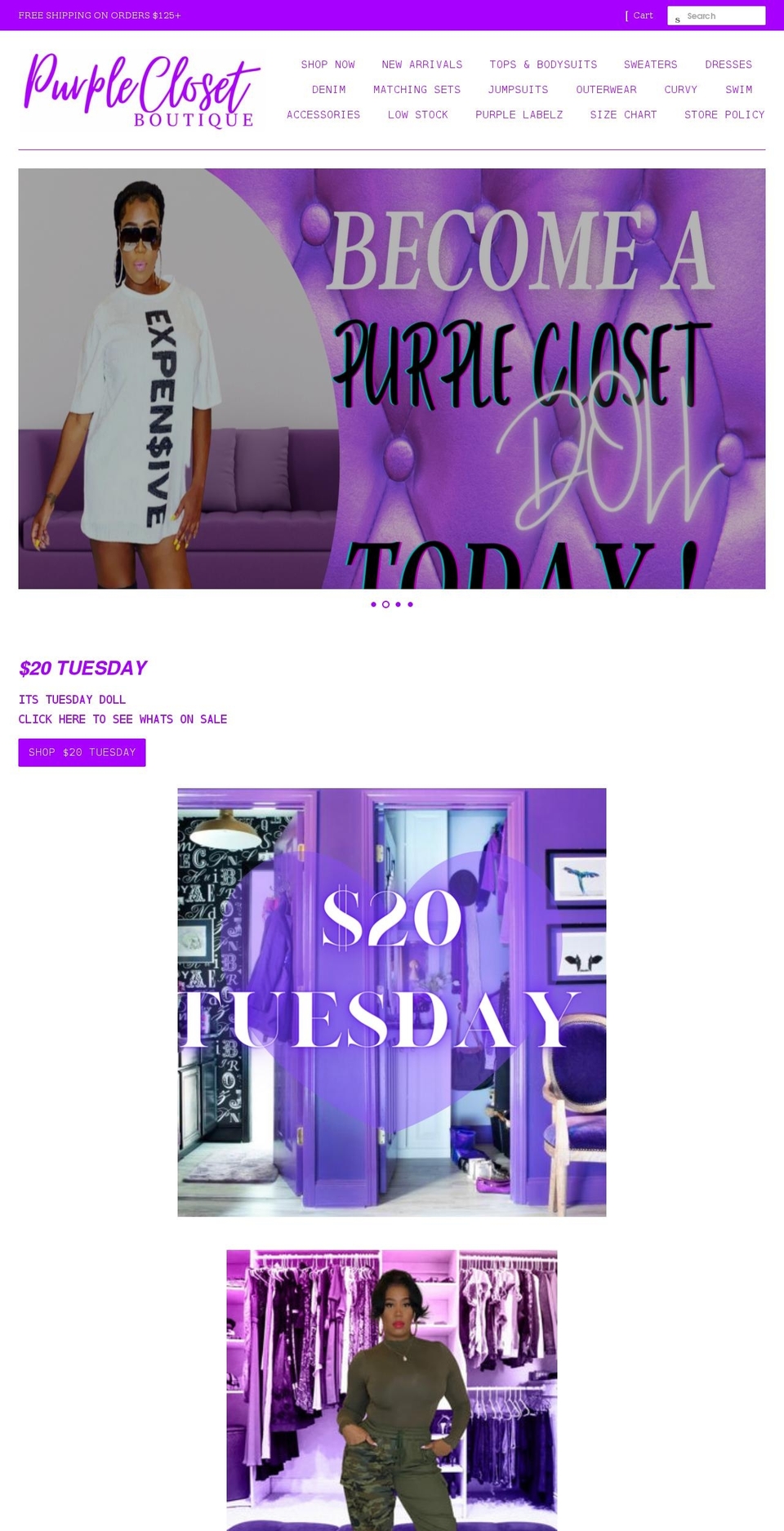 shoppurplecloset.com shopify website screenshot