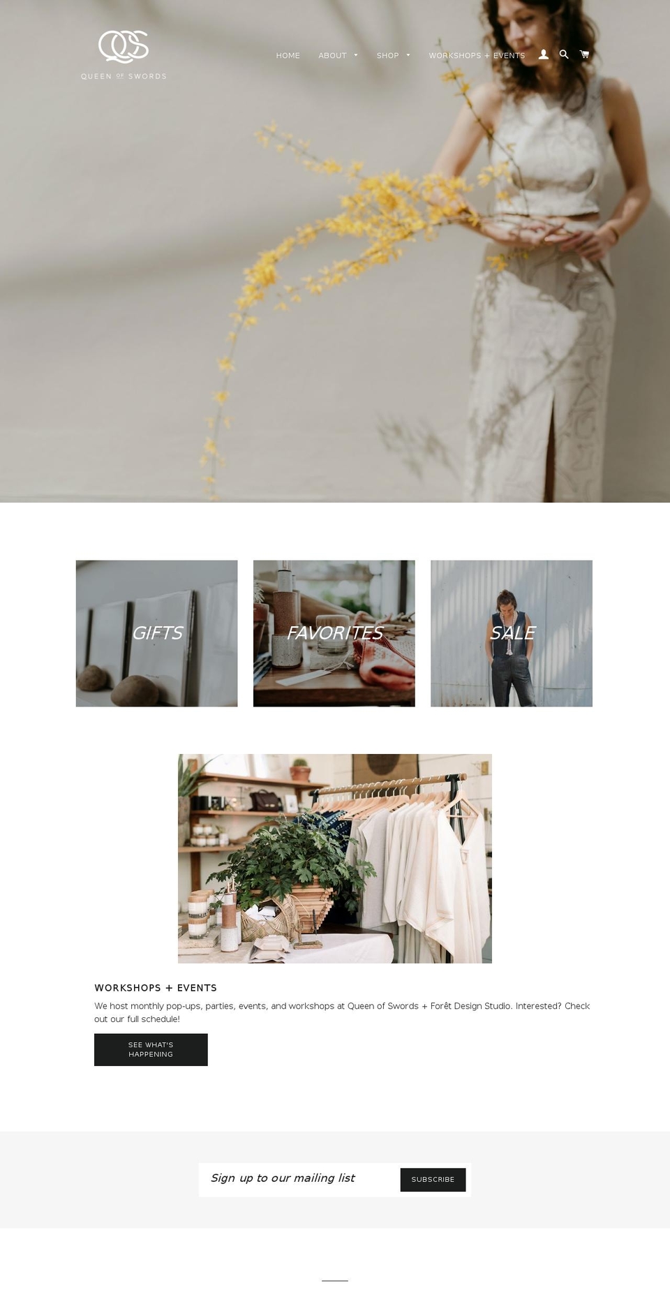 shopqueenofswords.com — Shopify storefront screenshot