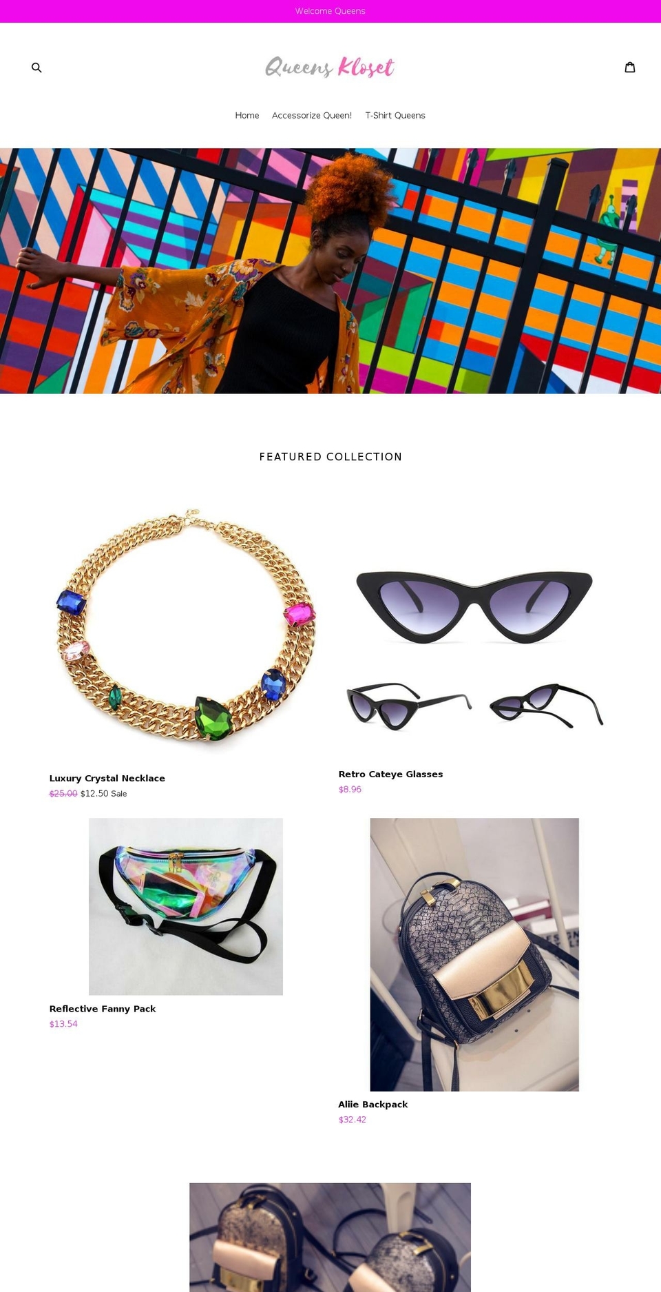 shopqueenskloset.com — Shopify storefront screenshot