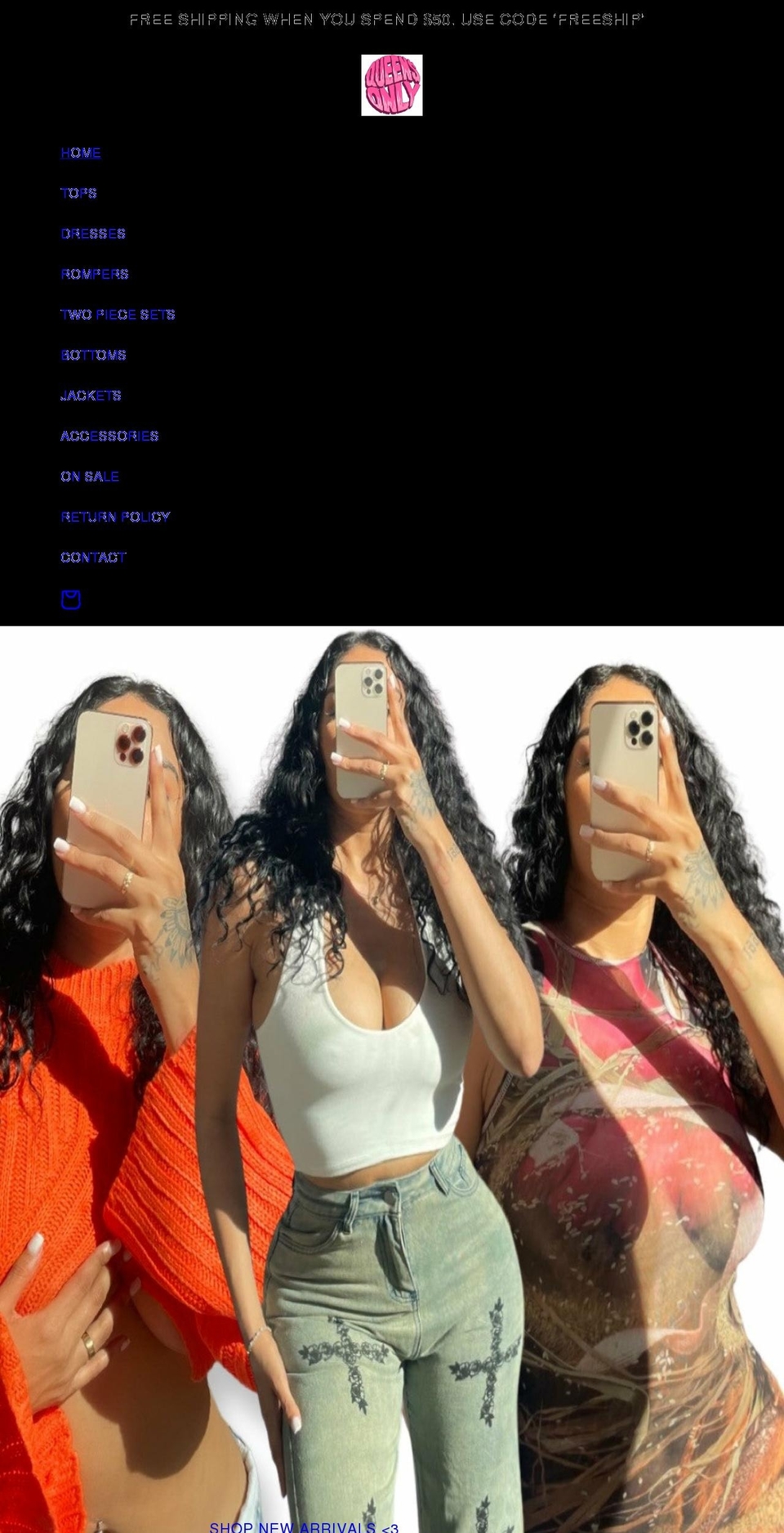shopqueensonly.com shopify website screenshot