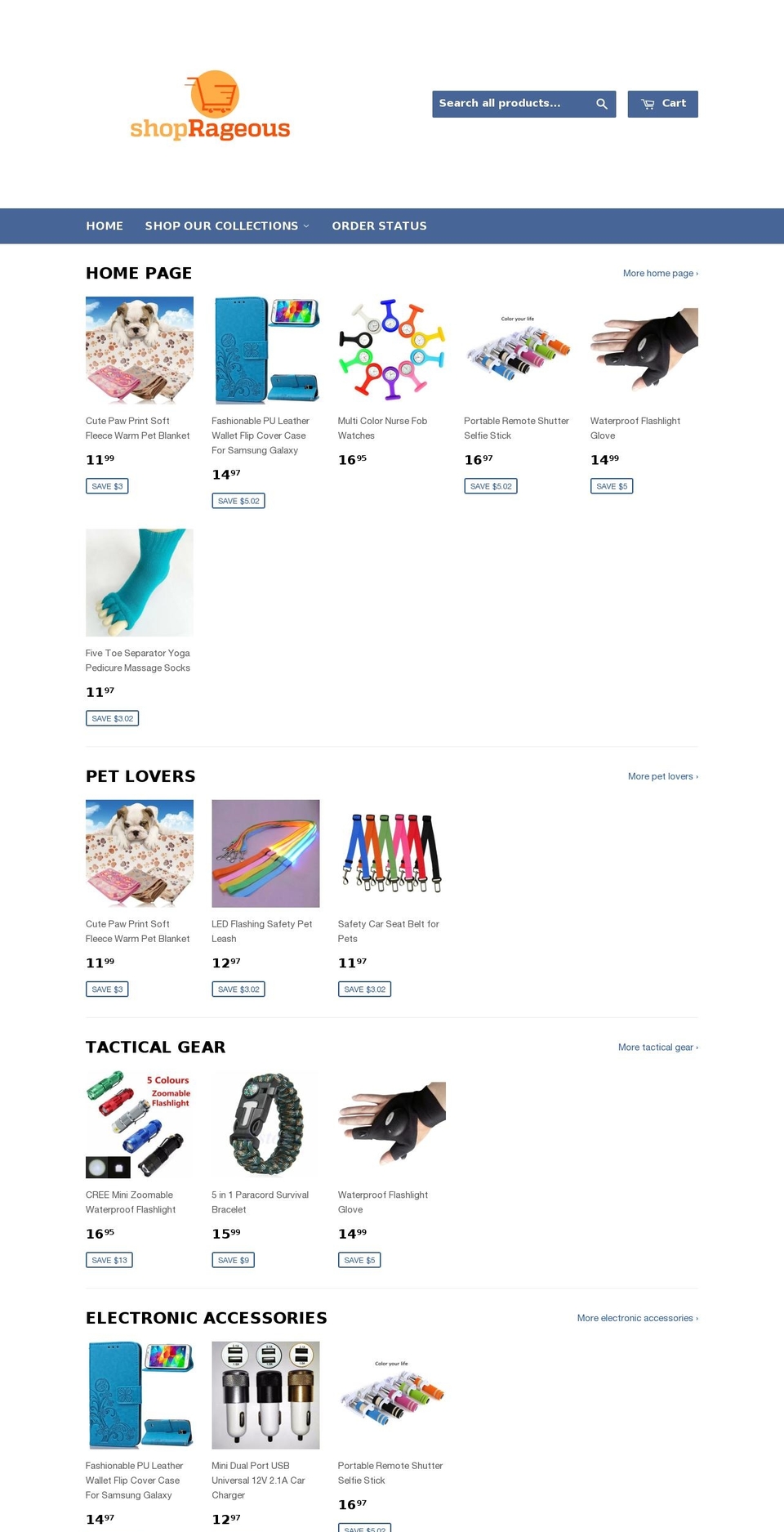 shoprageous.com shopify website screenshot