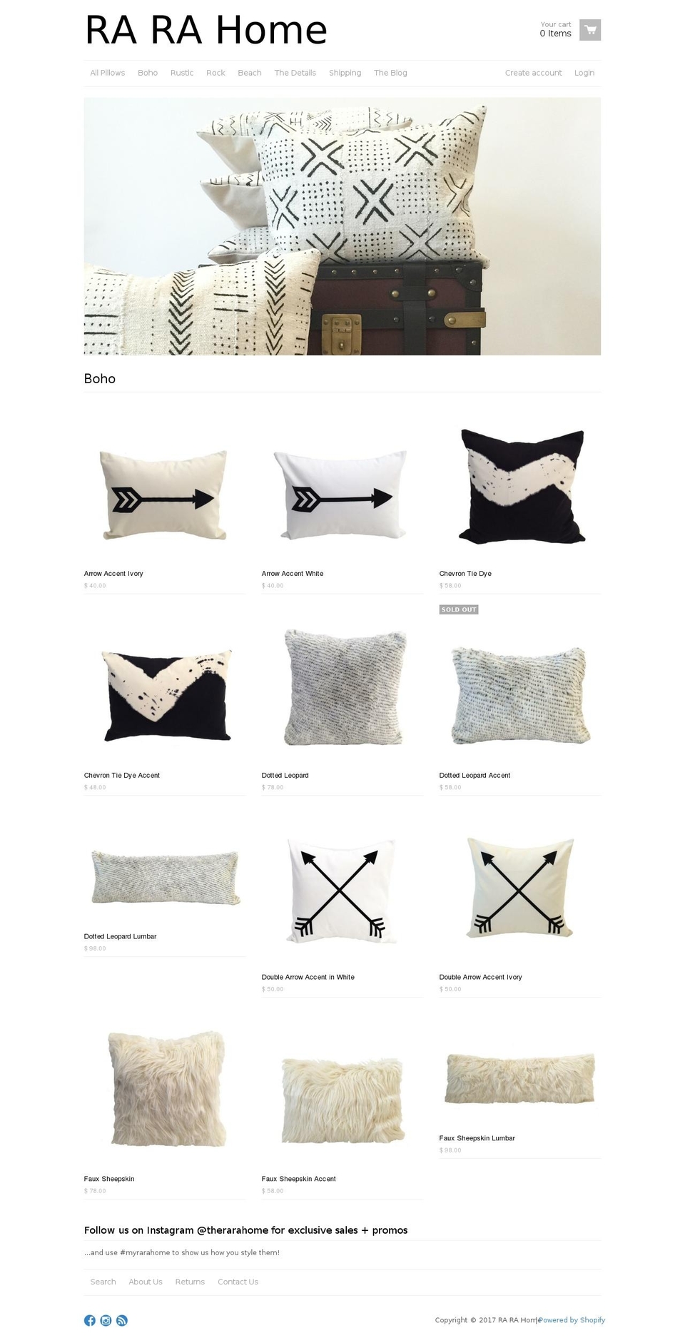 shoprarahome.com shopify website screenshot