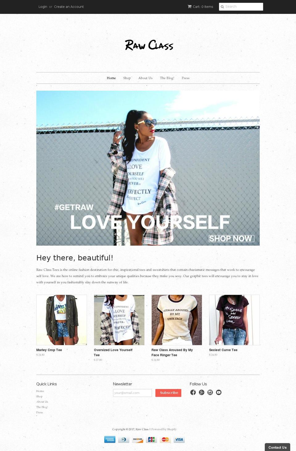shoprawclass.com shopify website screenshot