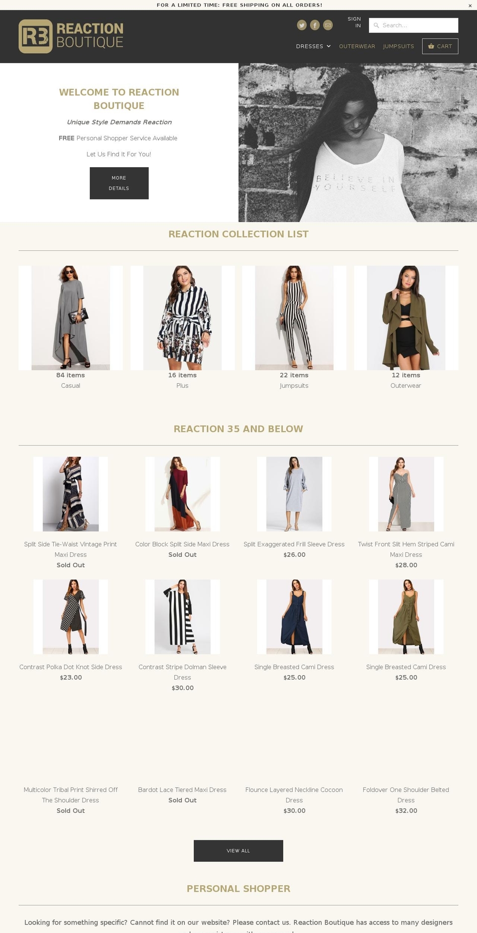 shopreaction.com — Shopify storefront screenshot