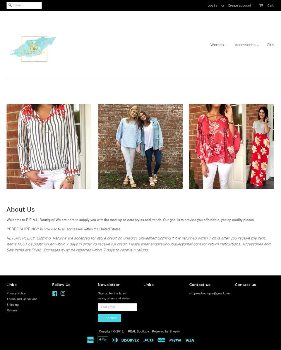 shoprealboutique.com — Shopify storefront screenshot
