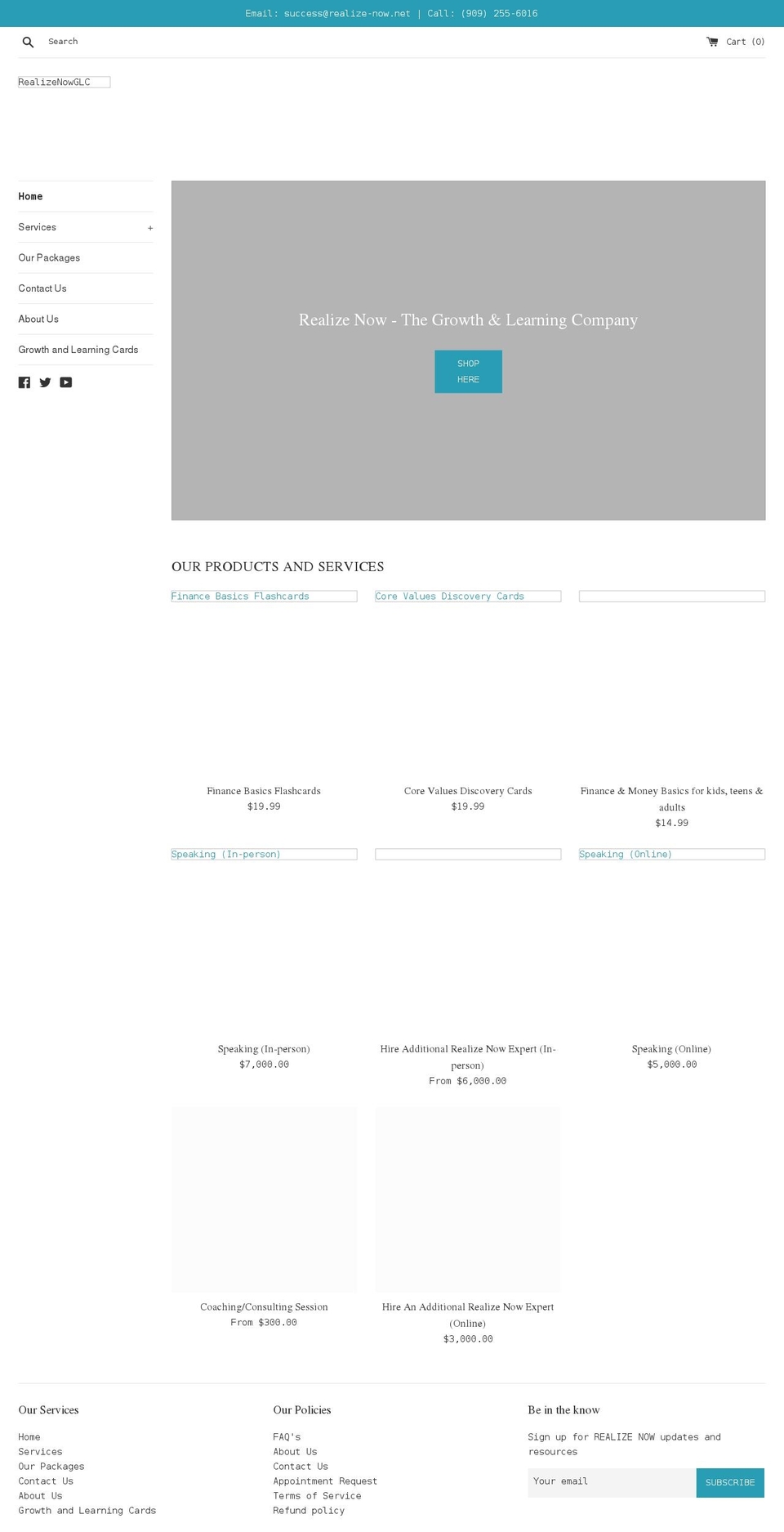 shoprealizenowglc.com shopify website screenshot