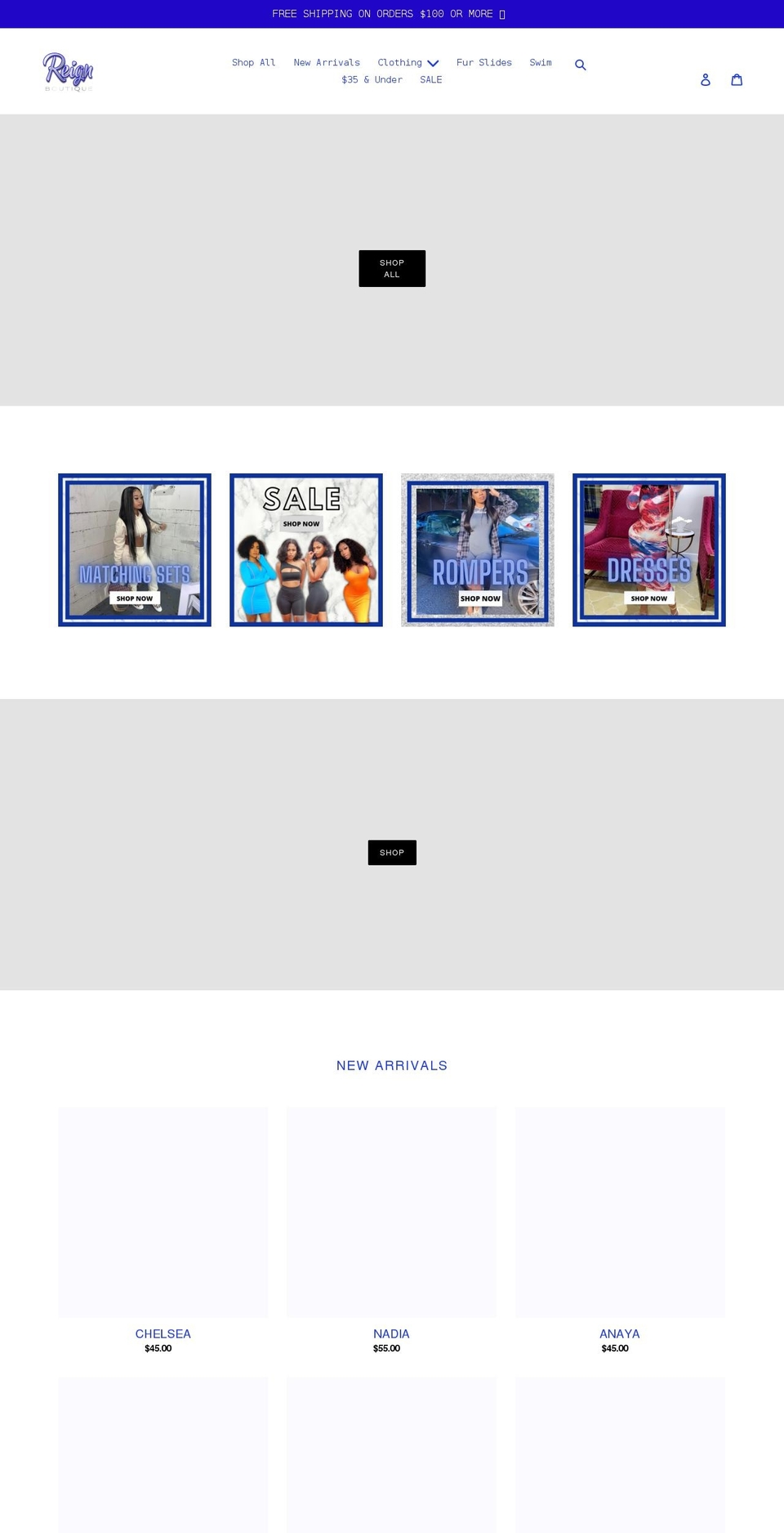 shopreignco.com shopify website screenshot