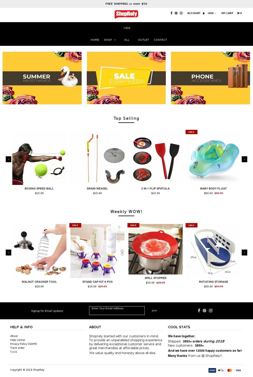shoprely.com shopify website screenshot
