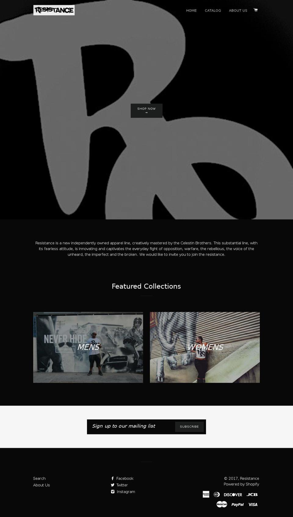 shopresistance.com shopify website screenshot