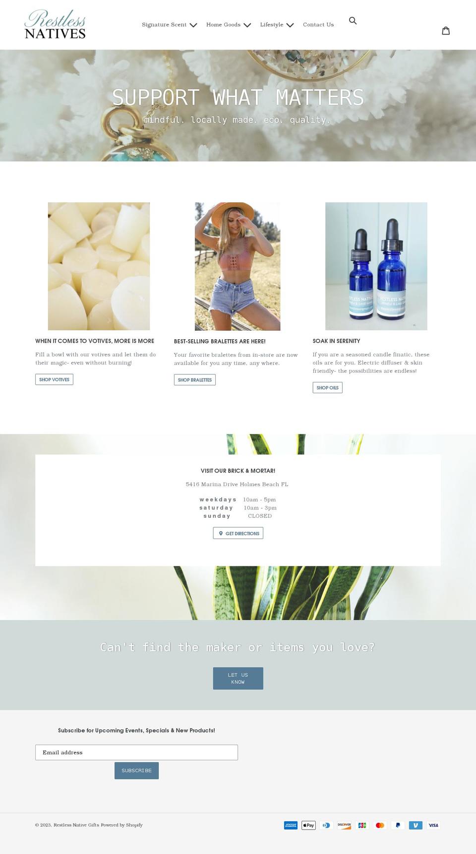 shoprestlessnatives.com shopify website screenshot