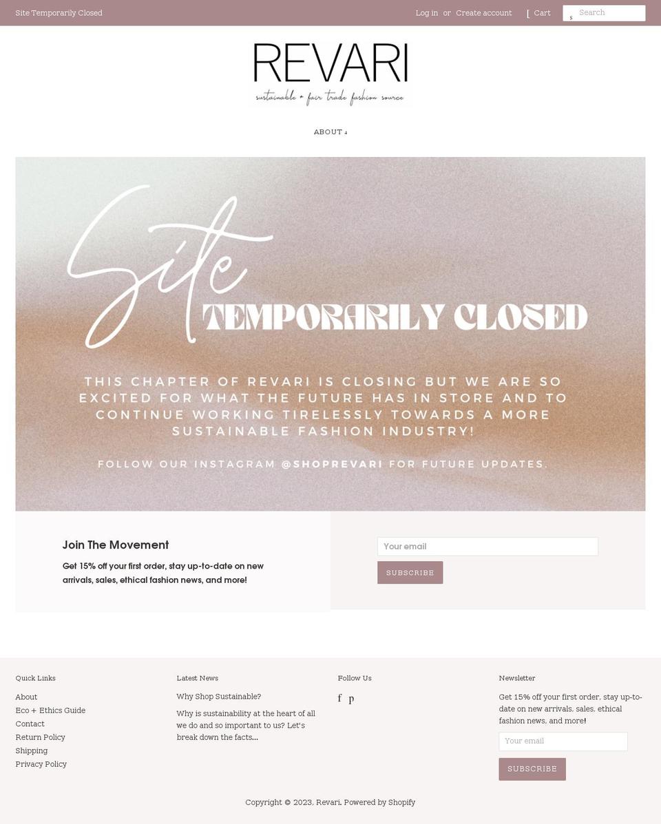 shoprevari.com shopify website screenshot