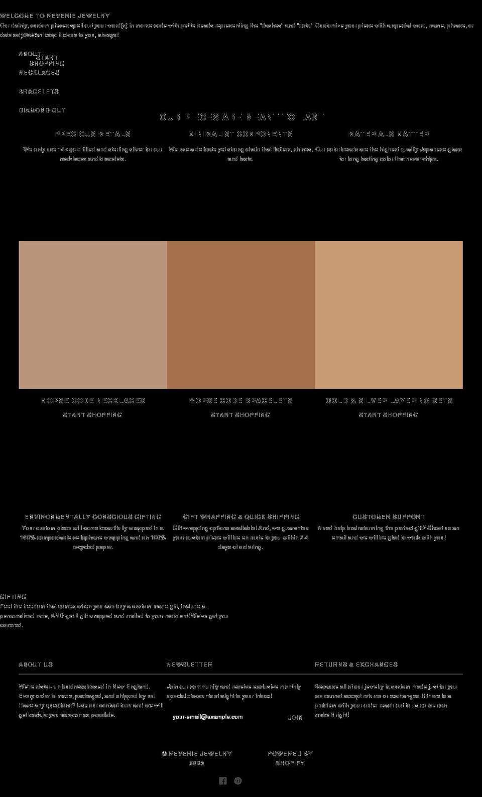 shopreveriejewelry.com shopify website screenshot