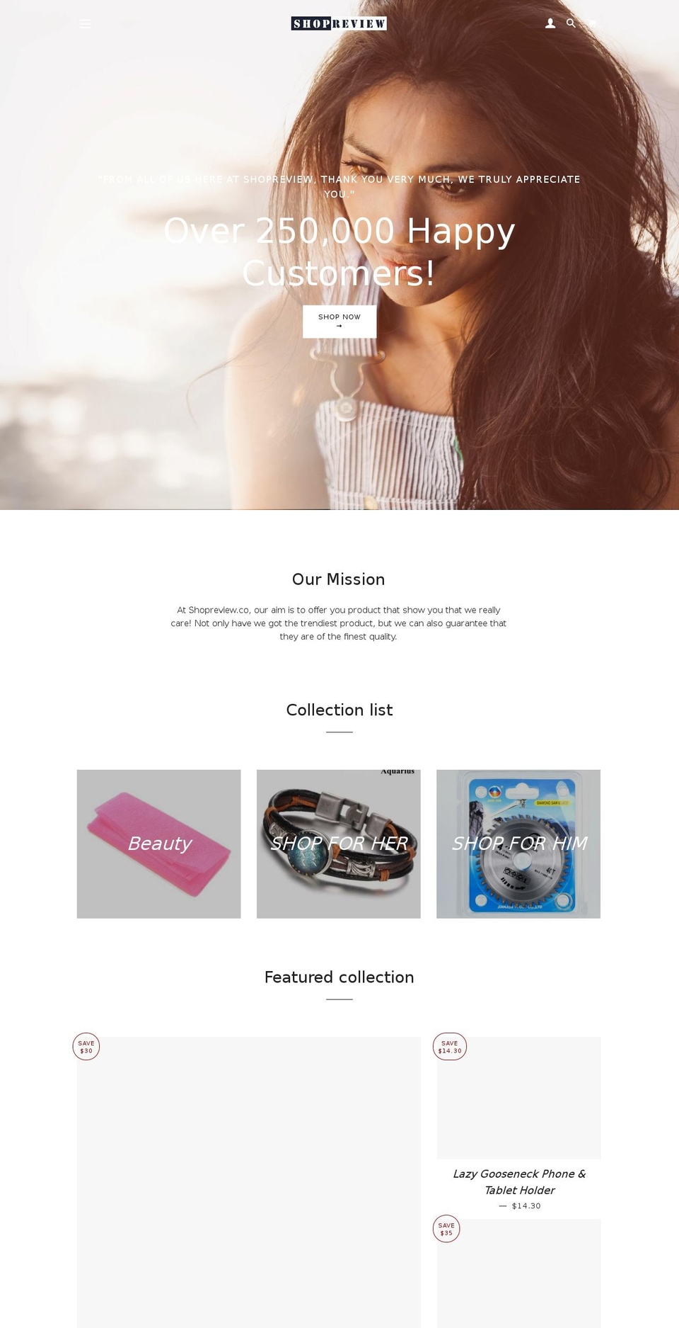 shopreview.co shopify website screenshot