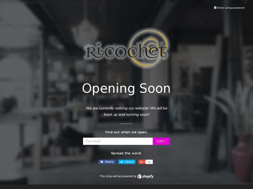 shopricochet.com shopify website screenshot
