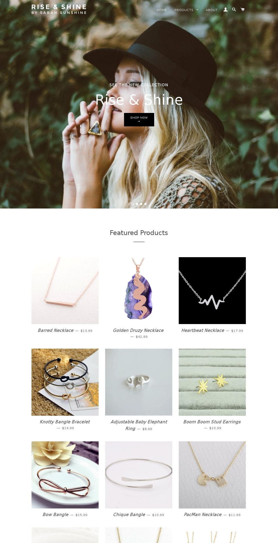 shopriseandshine.com shopify website screenshot