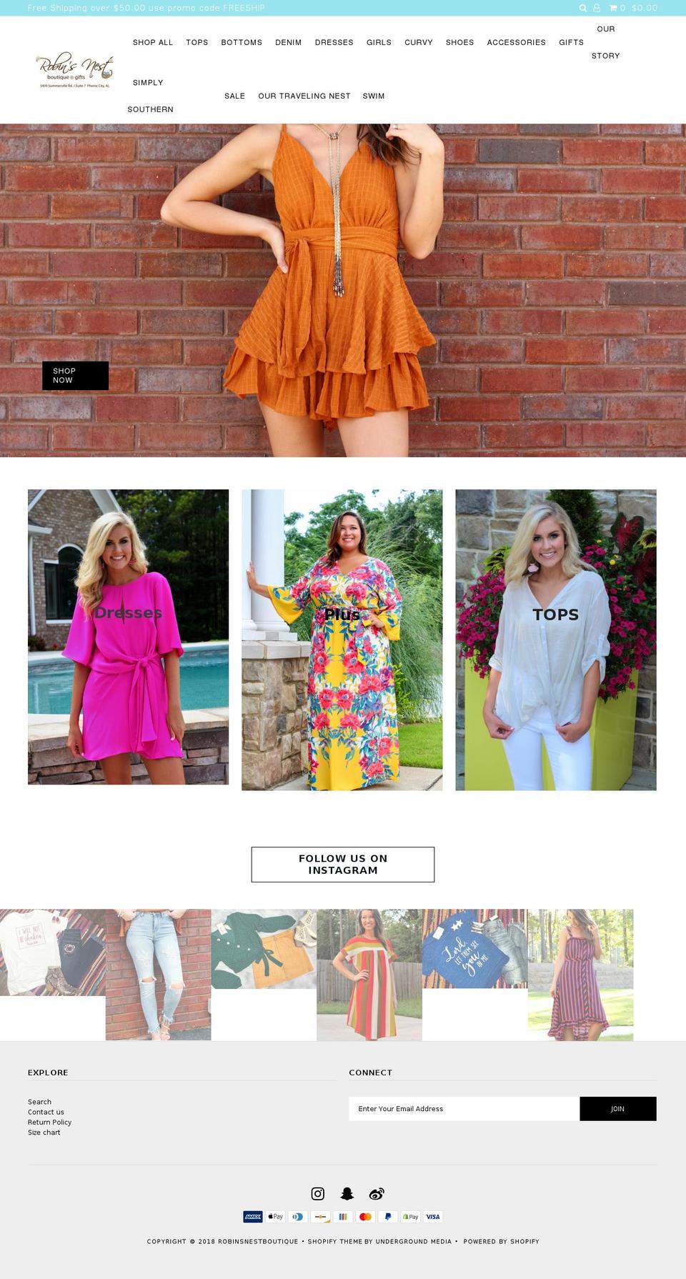 shoprobinsnest.com shopify website screenshot