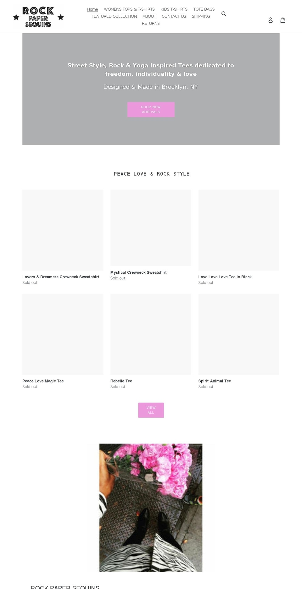 shoprockpapersequins.com shopify website screenshot